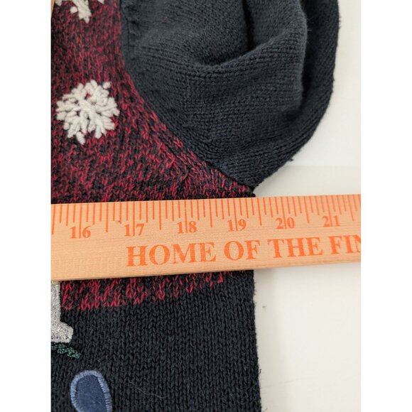 All Points Embroidered Santa Cardigan Womens Size Small Black Winter Full Zip - Picture 9 of 10